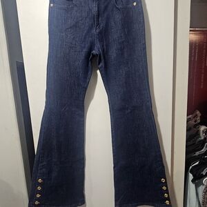 Michael Kors Navy Flare Jeans with Gold Details